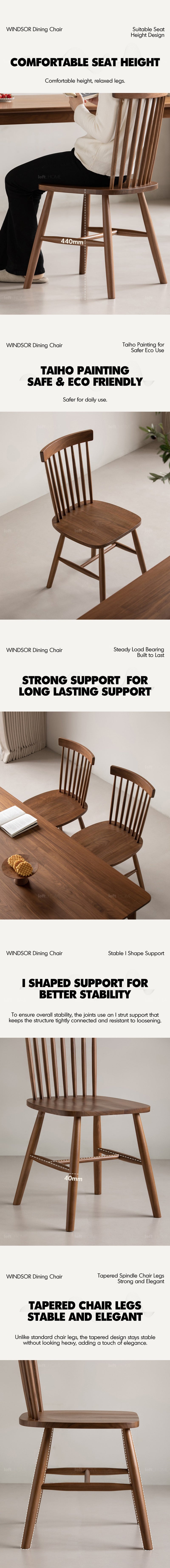 Japandi Walnut Wood Dining Chair WINDSOR More Details and Instruction_2