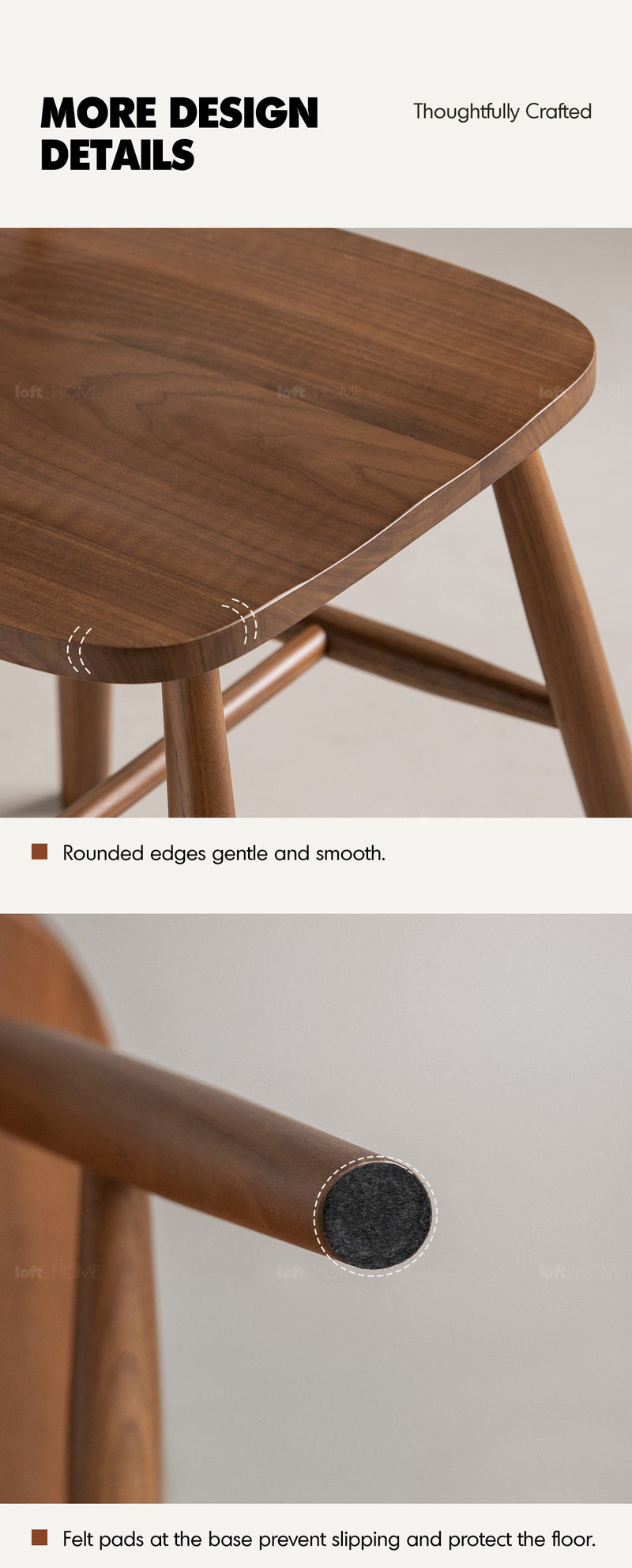 Japandi Walnut Wood Dining Chair WINDSOR More Details and Instruction_3