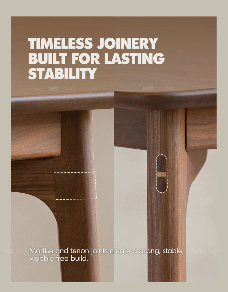 Japandi Walnut Wood Dining Table CHRONO More Details and Instruction_3