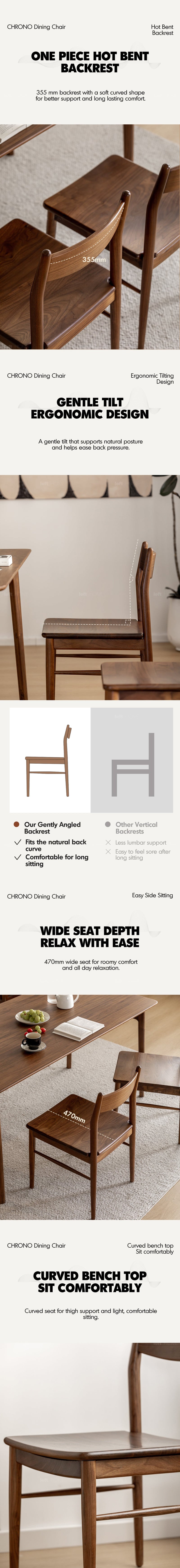 Japandi Walnut Wood Dining Chair CHRONO More Details and Instruction_2