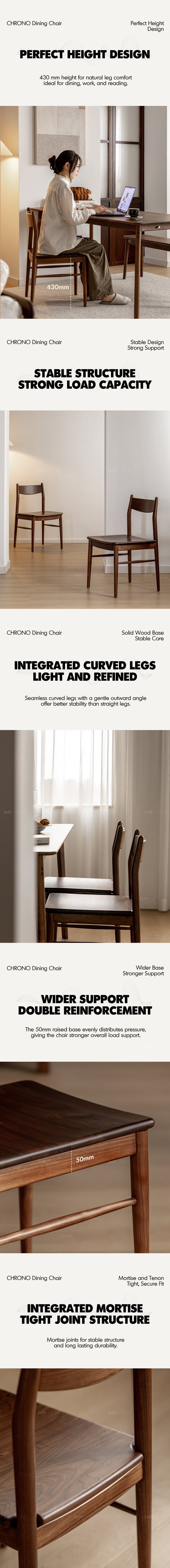 Japandi Walnut Wood Dining Chair CHRONO More Details and Instruction_3