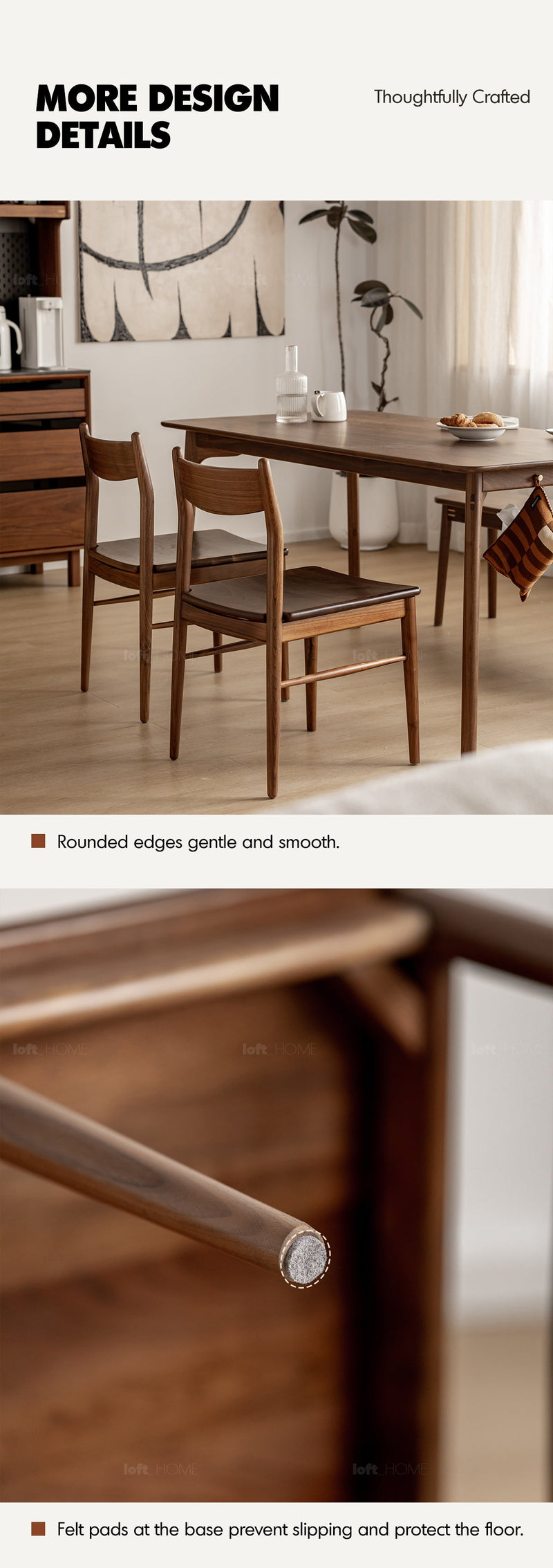 Japandi Walnut Wood Dining Chair CHRONO More Details and Instruction_6