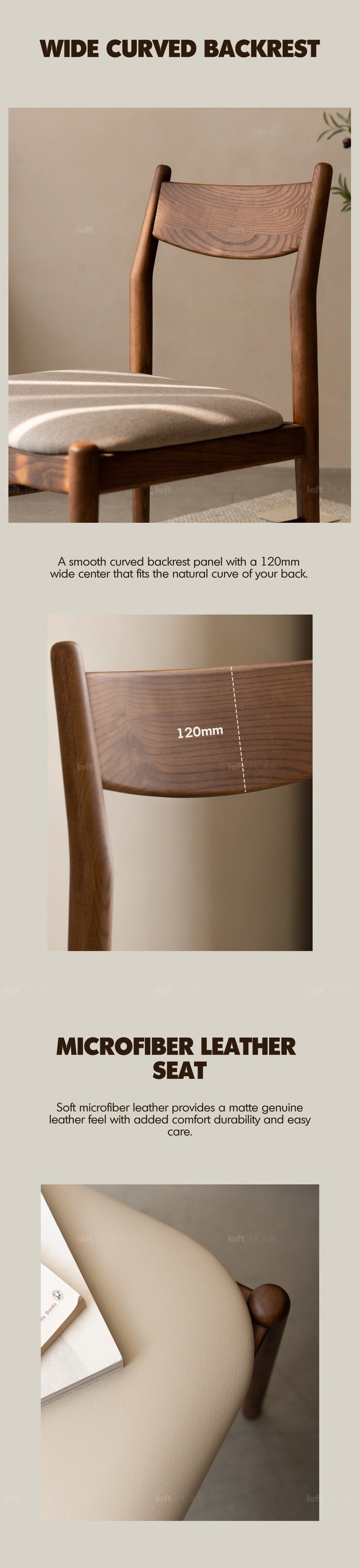 Japandi Walnut Wood Dining Chair PUREA More Details and Instruction_2
