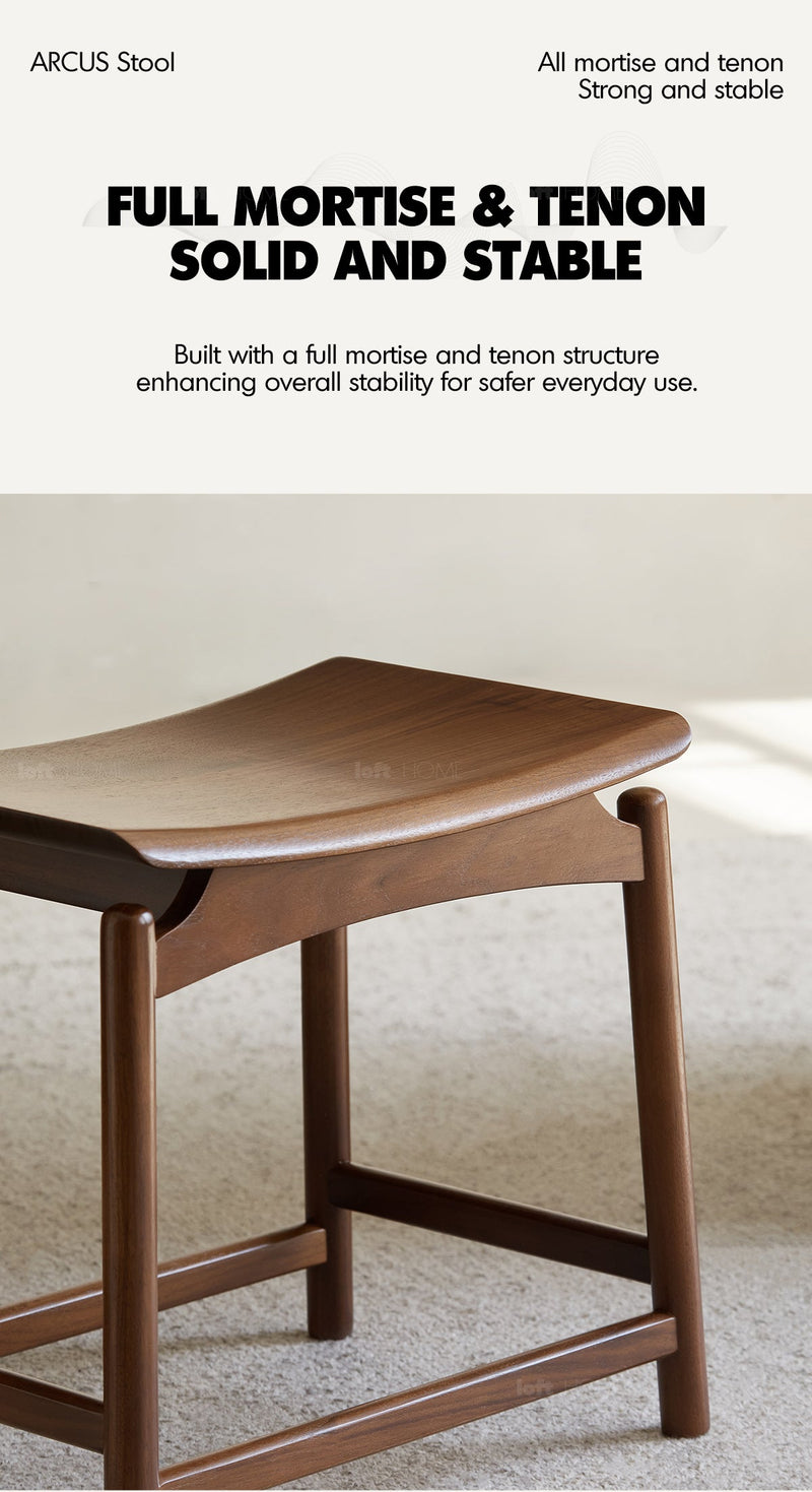 Japandi Walnut Wood Stool ARCUS More Details and Instruction_2