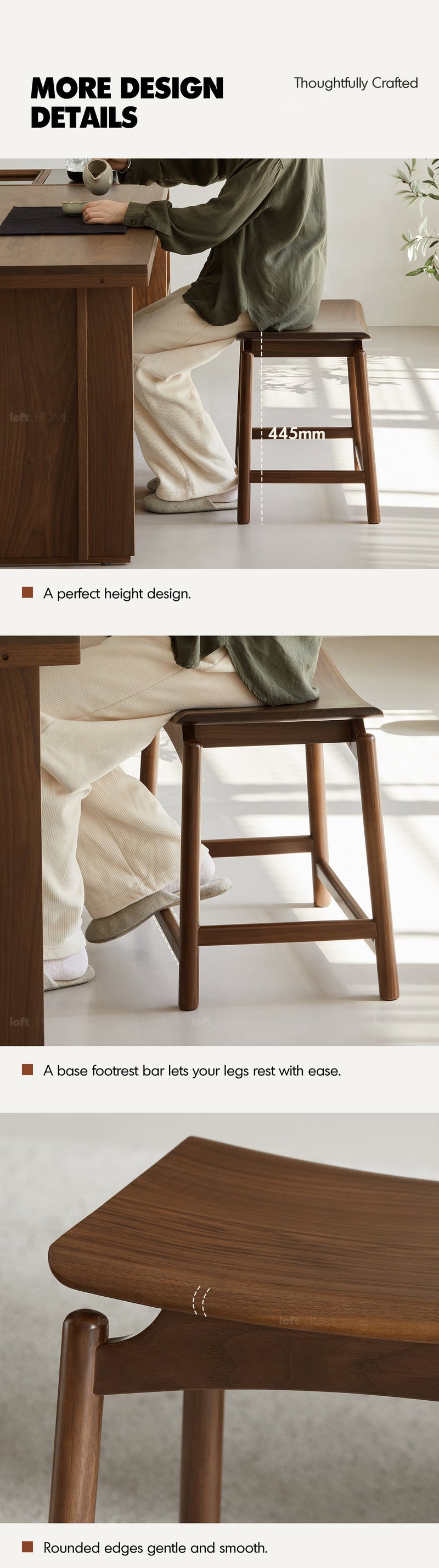 Japandi Walnut Wood Stool ARCUS More Details and Instruction_4