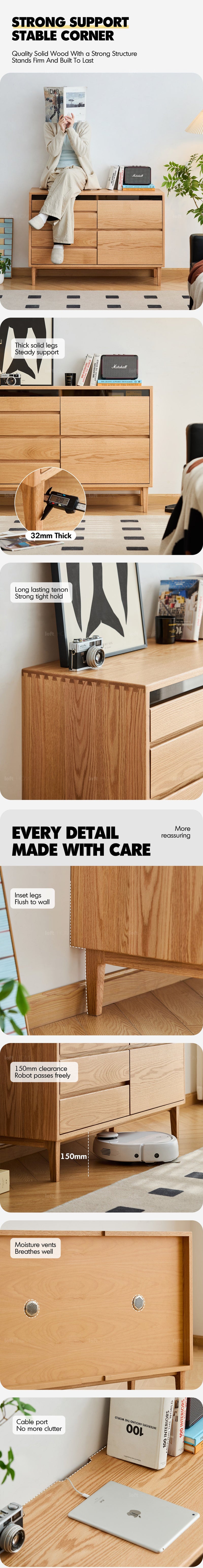 Scandinavian Oak Wood Chest Of 6 Drawers FLOATING LIGHT More Details and Instruction_3
