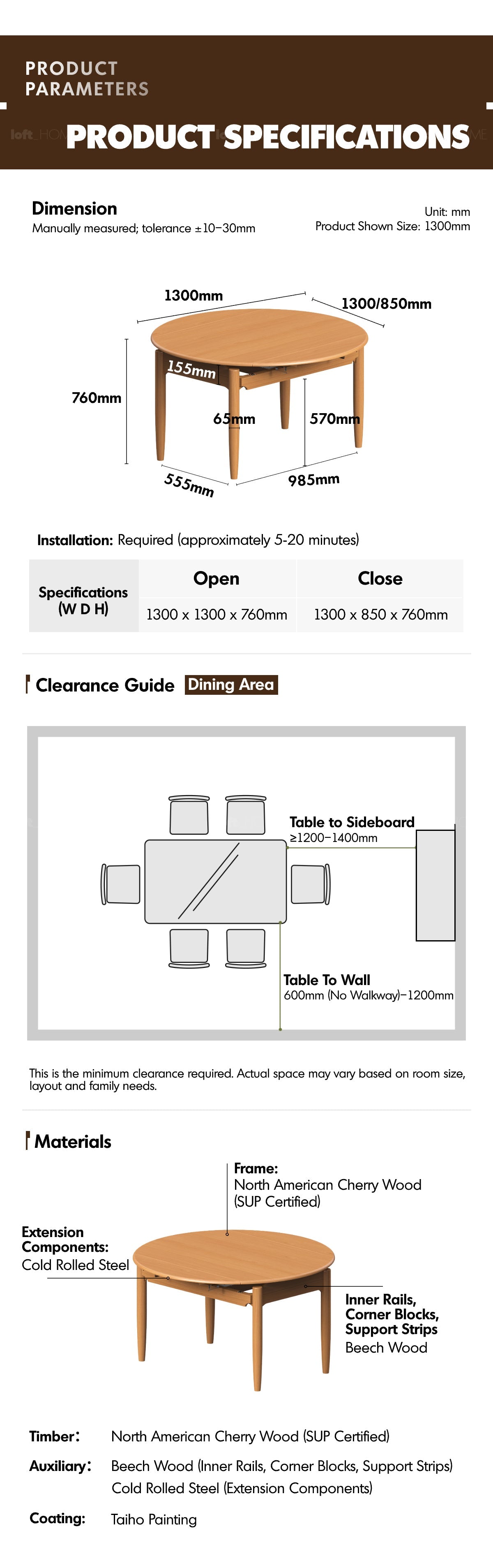Scandinavian Cherry Wood Extendable Dining Table MINIMA More Details and Instruction_10