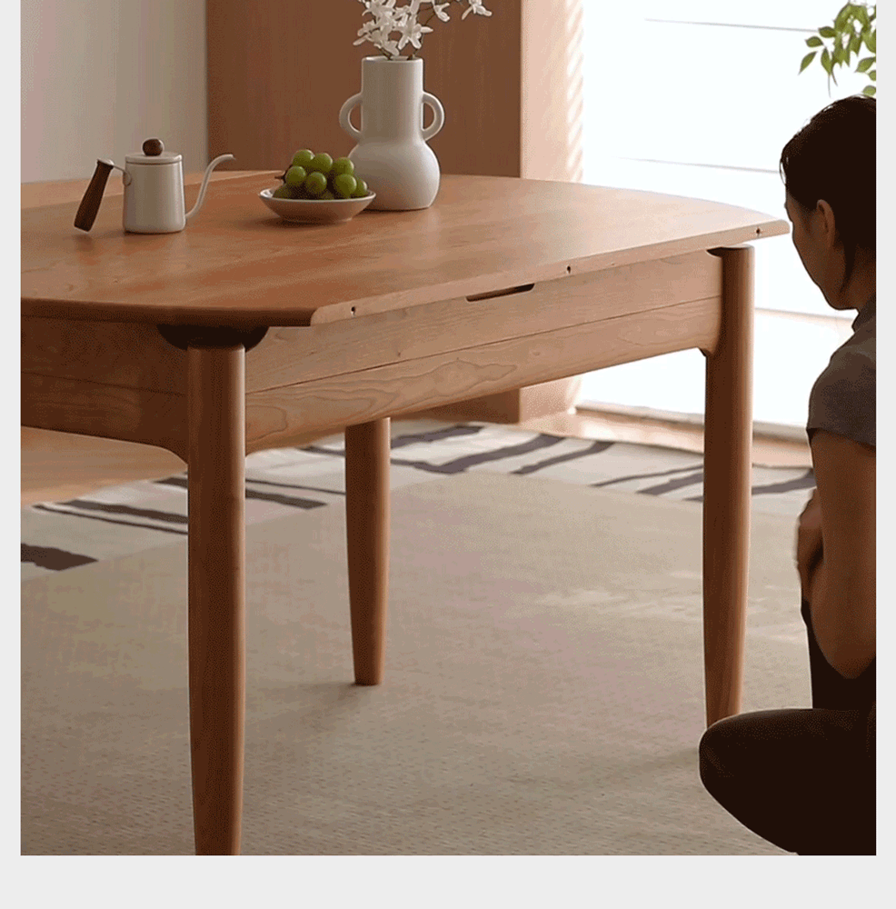 Scandinavian Cherry Wood Extendable Dining Table MINIMA More Details and Instruction_5