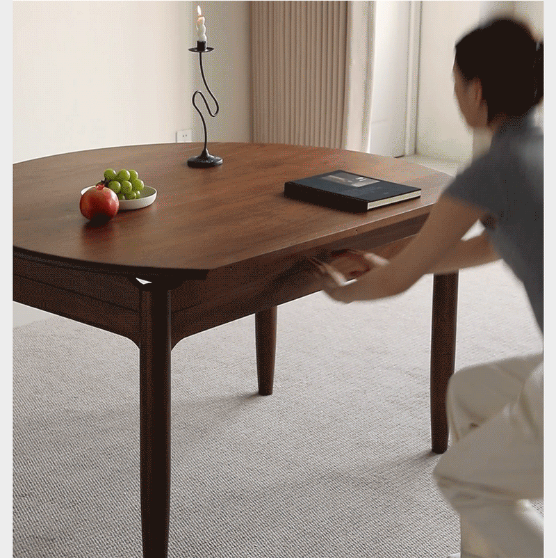 Japandi Walnut Wood Extendable Dining Table MINIMA More Details and Instruction_5