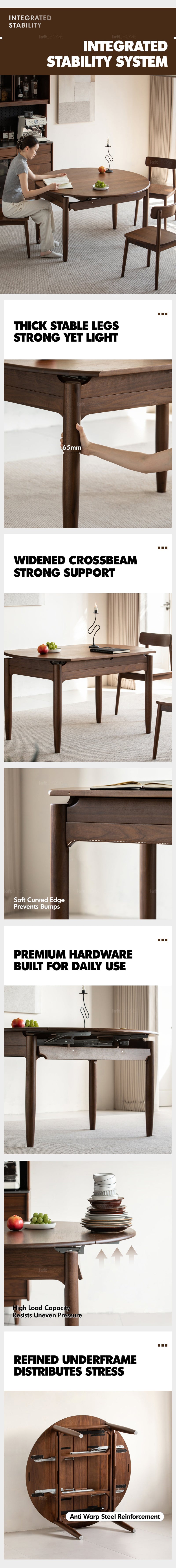 Japandi Walnut Wood Extendable Dining Table MINIMA More Details and Instruction_6