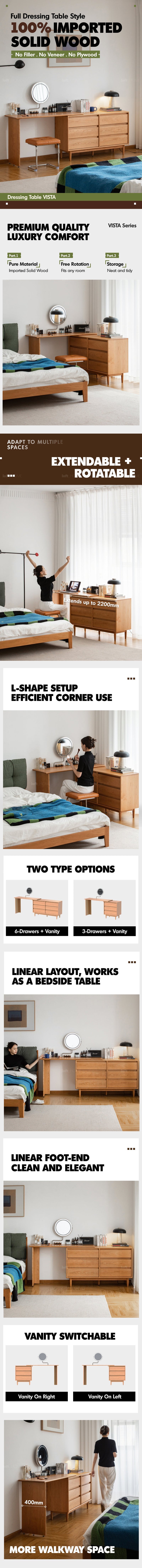 Scandinavian Cherry Wood Dressing Table VISTA More Details and Instruction