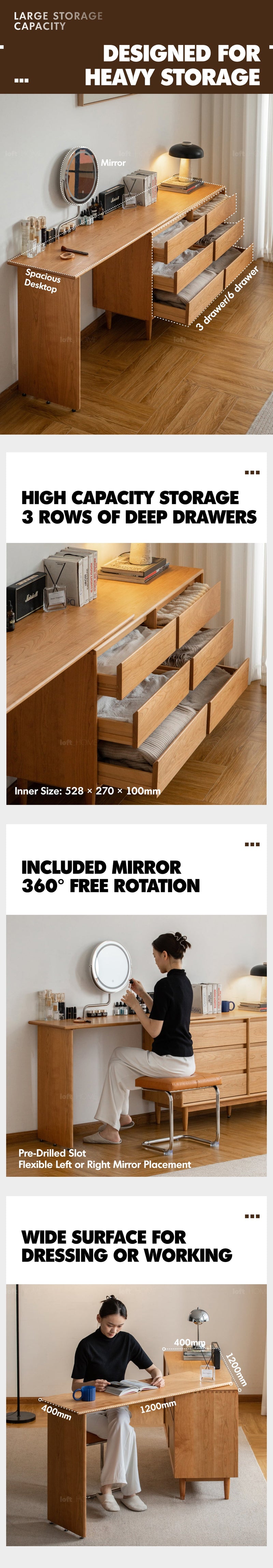 Scandinavian Cherry Wood Dressing Table VISTA More Details and Instruction_5