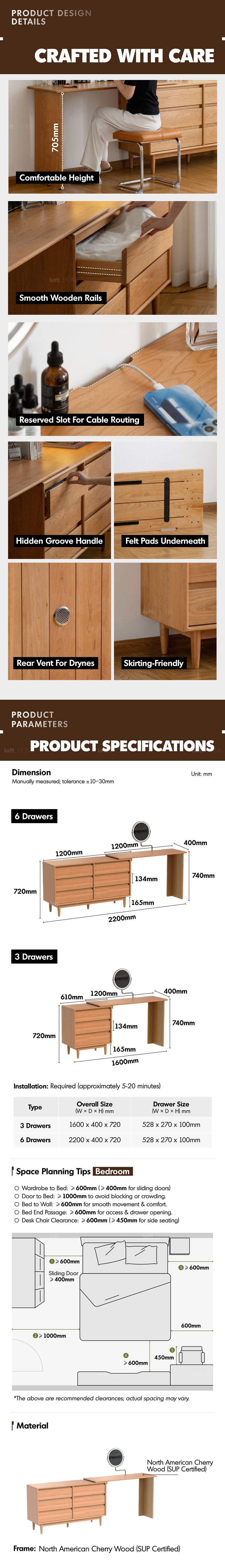 Scandinavian Cherry Wood Dressing Table VISTA More Details and Instruction_7
