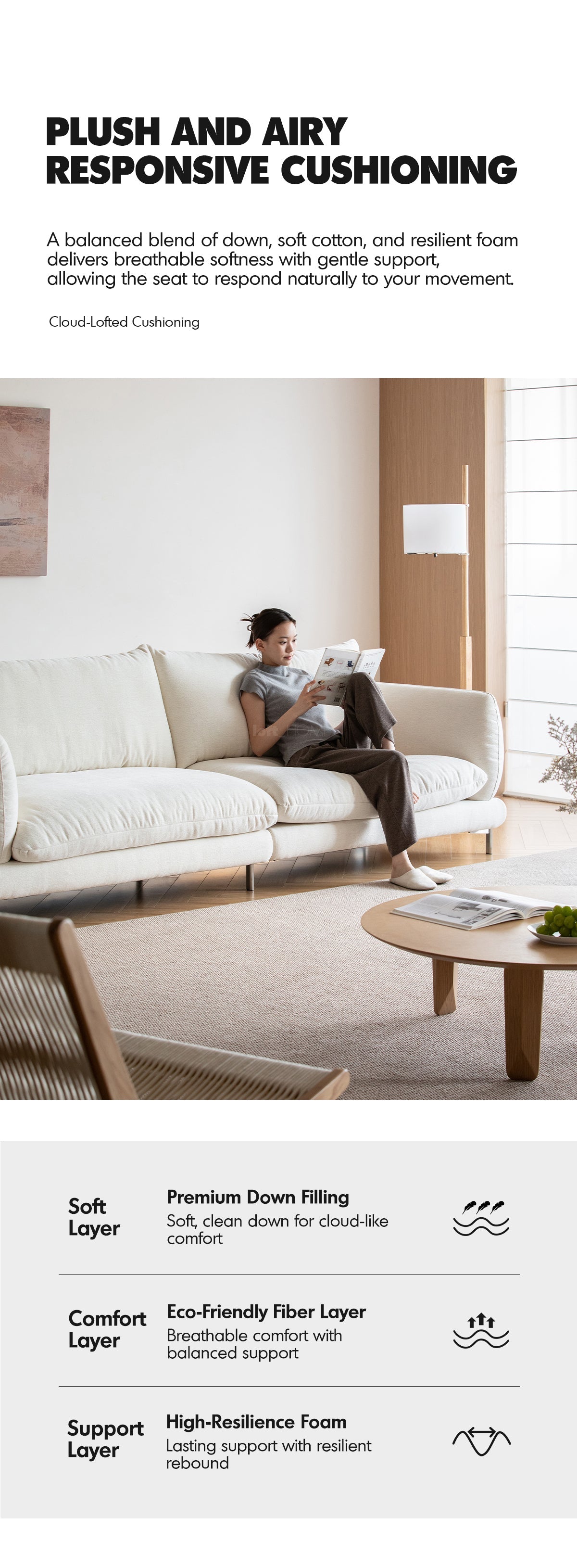 Minimalist Cotton Fabric 3 Seater Sofa COMO More Details and Instruction_2
