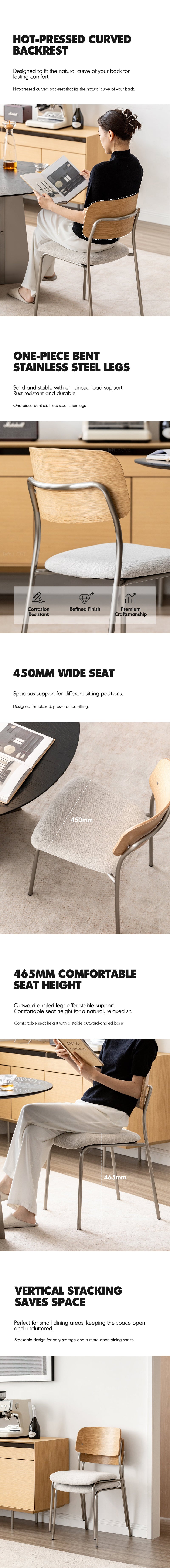 Bauhaus Ash Wood Veneer Cotton Fabric Dining Chair AERI More Details and Instruction_3