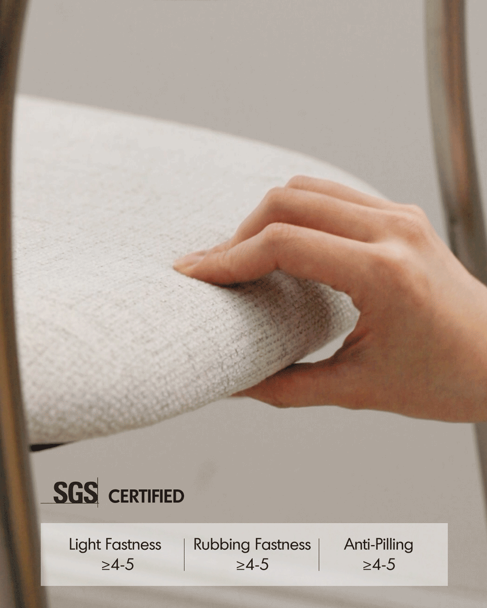 Minimalist Ash Wood Veneer Cotton Fabric Dining Chair BLACK AERI