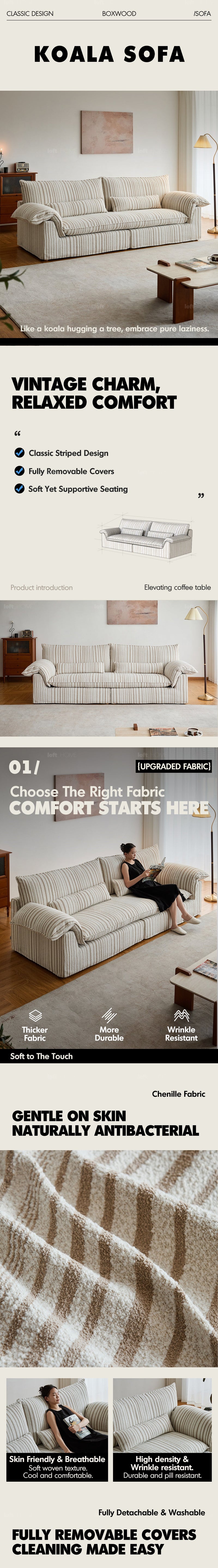 Bauhaus Chenille Velvet Fabric 3 Seater Sofa KOALA More Details and Instruction