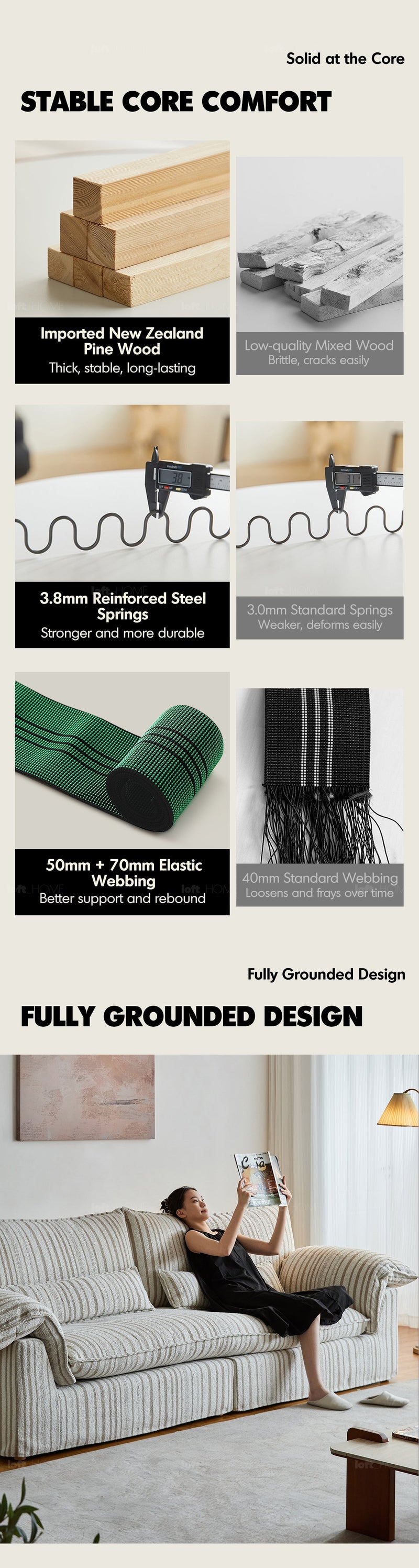 Bauhaus Chenille Velvet Fabric 3 Seater Sofa KOALA More Details and Instruction_11