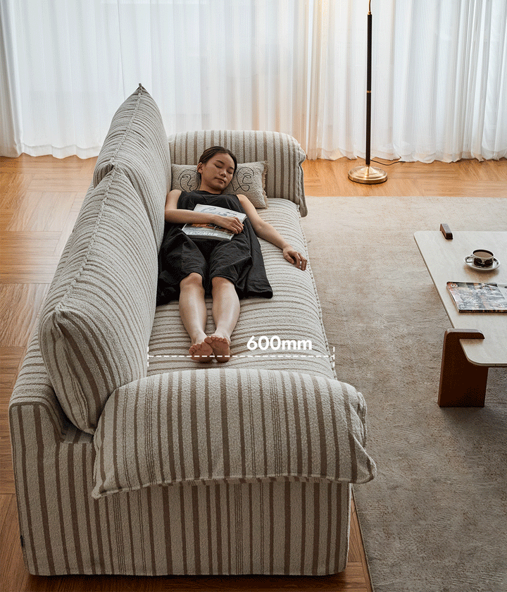 Bauhaus chenille velvet fabric 3 seater sofa koala with context.