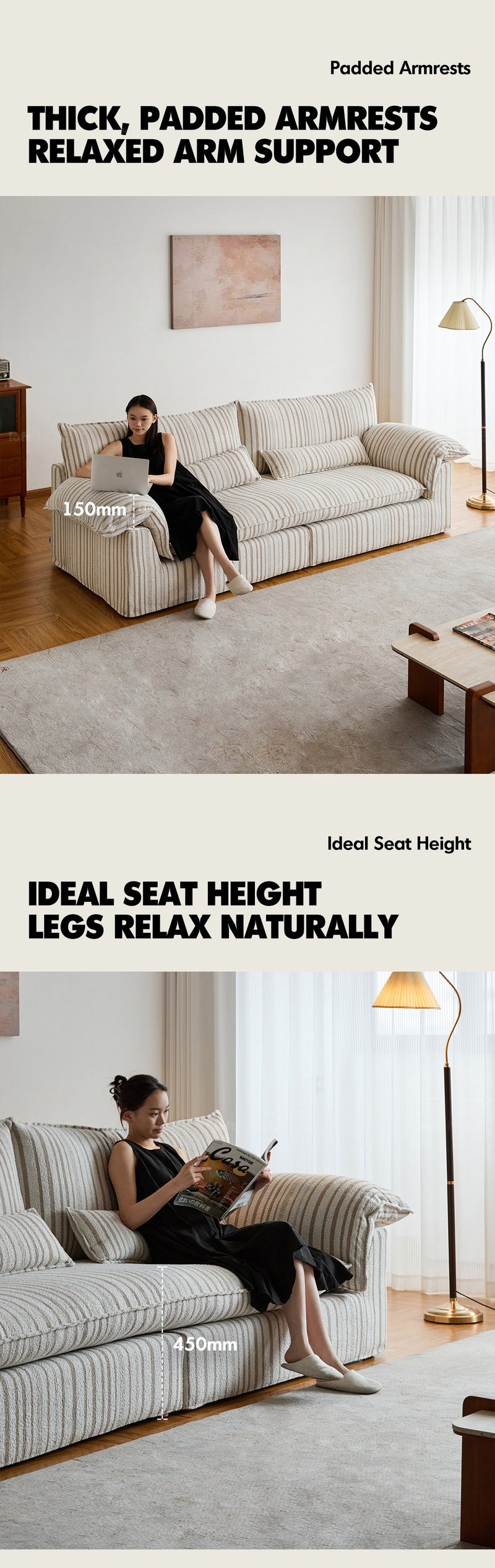 Bauhaus Chenille Velvet Fabric 3 Seater Sofa KOALA More Details and Instruction_7