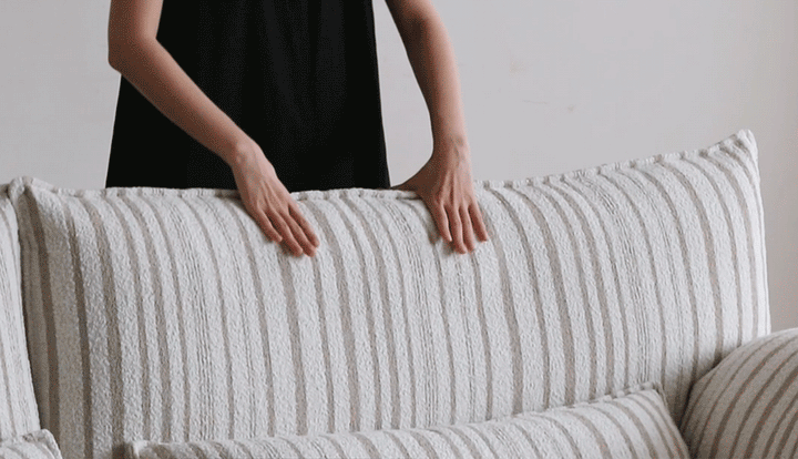 Bauhaus chenille velvet fabric 3 seater sofa koala with context.