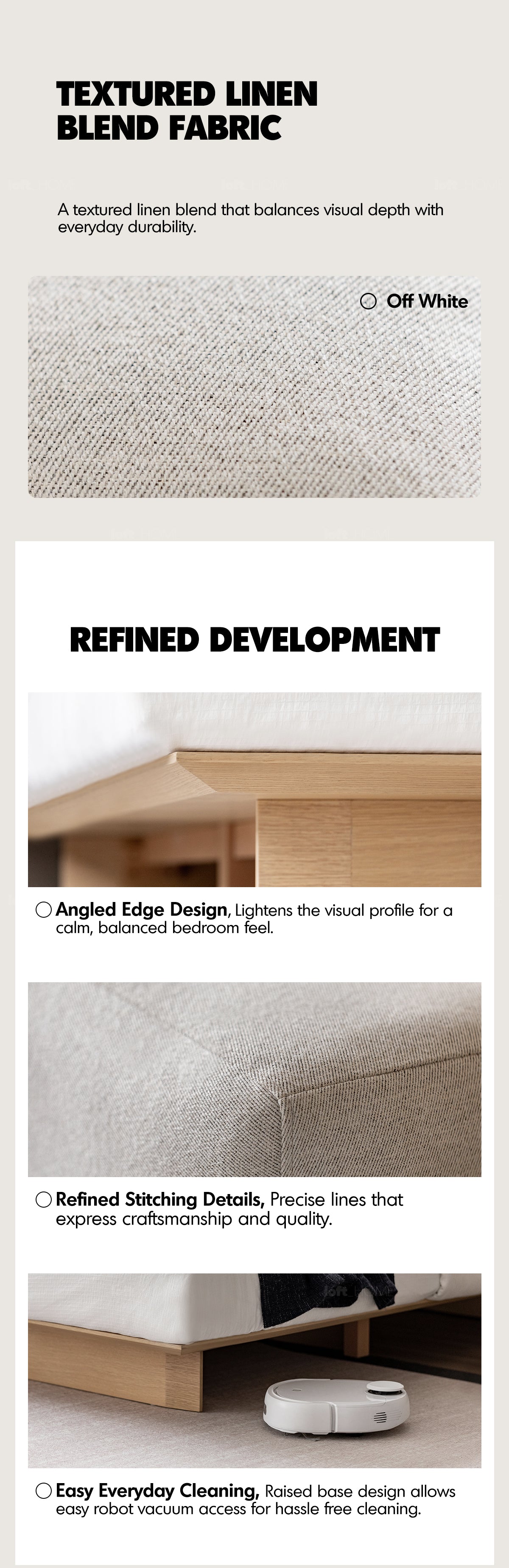 Minimalist Ash Wood Veneer Platform Floating Bed WINTER More Details and Instruction_4