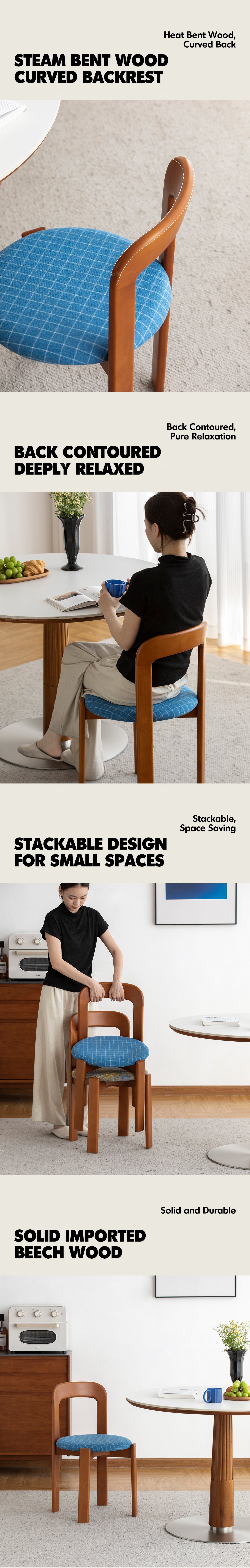 Bauhaus Wool Fabric Beech Wood Dining Chair MEMPHIS More Details and Instruction_2