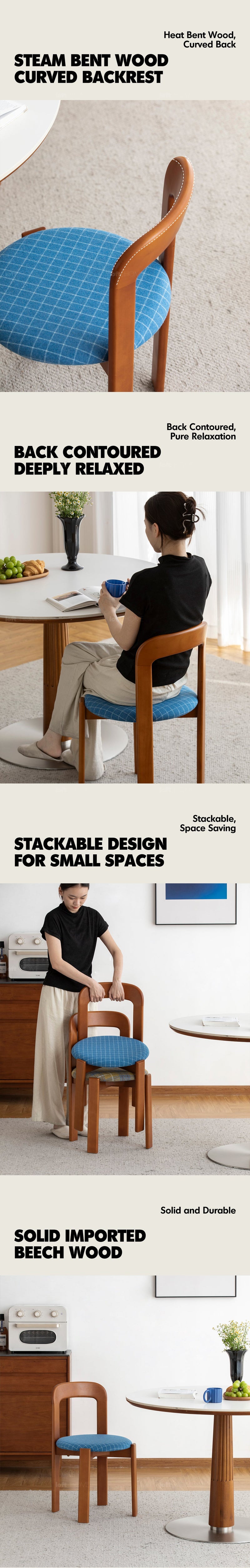 Bauhaus Wool Fabric Beech Wood Dining Chair MEMPHIS More Details and Instruction_2