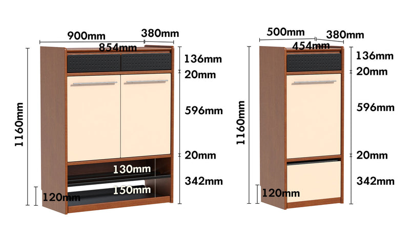 Bauhaus Boxwood Modular Shoe Cabinet MIES Size Chart