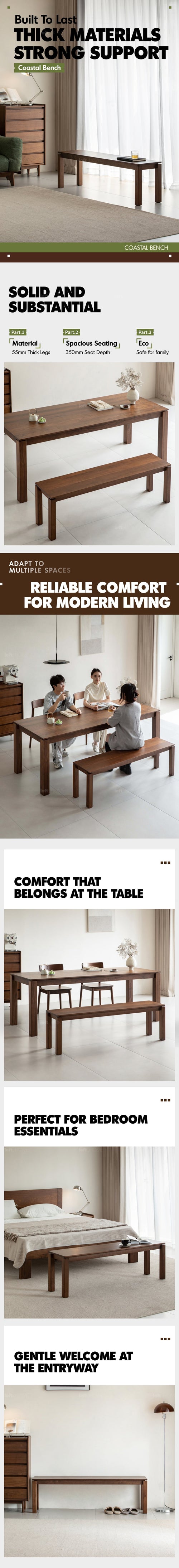 Japandi Walnut Wood Dining Bench COASTAL Good to Know Preview-1