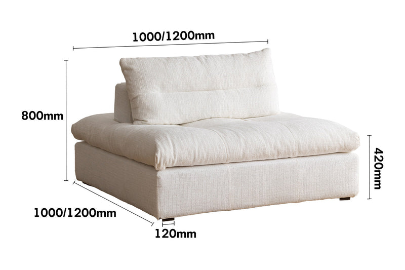 Scandinavian Chenille Velvet Fabric Modular 1 Seater Sofa GRAND Size Chart
