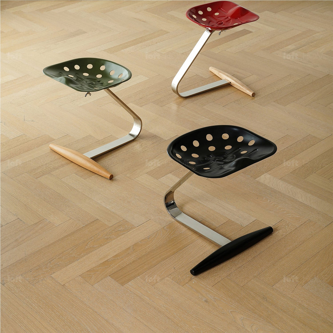 Industrial steel stool mezzadro with context.