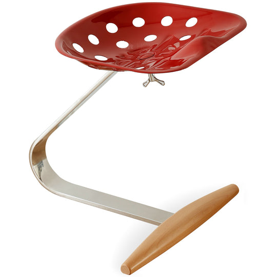 Bauhaus steel stool mezzadro in white background.