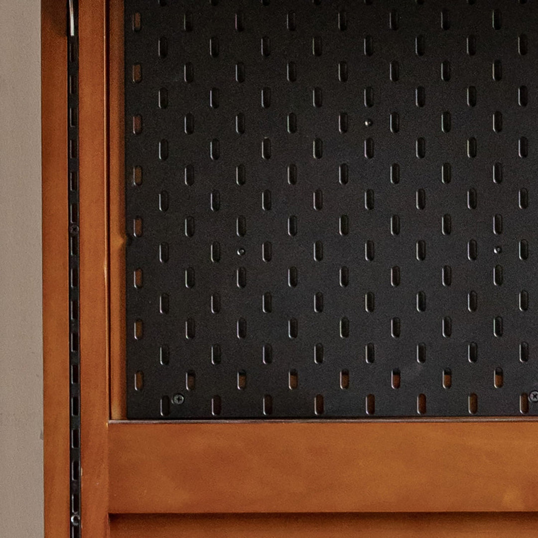 Vintage boxwood modular hanging wall shelf system muse study detail 5.