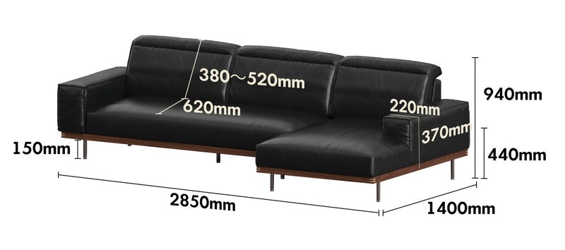 Japandi Genuine Leather L Shape Sofa 3+L  RIVER Size Chart