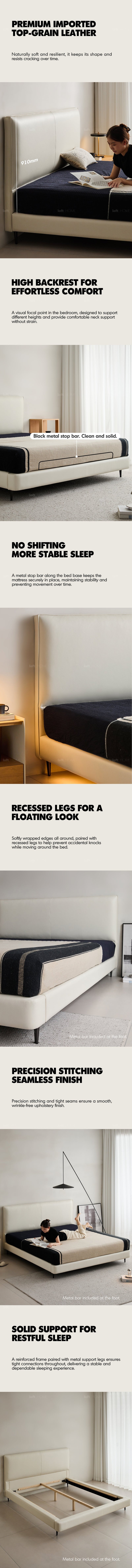 Minimalist Genuine Leather Bed LALO More Details and Instruction_2