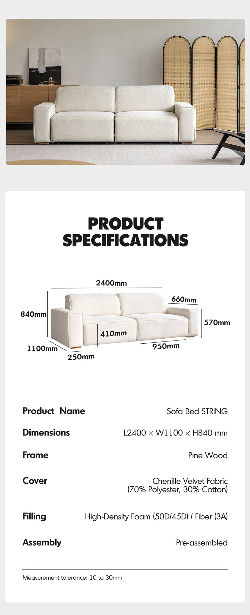Minimalist Chenille Velvet Fabric Electric Recliner 3 Seater Sofa Bed STRING More Details and Instruction_13