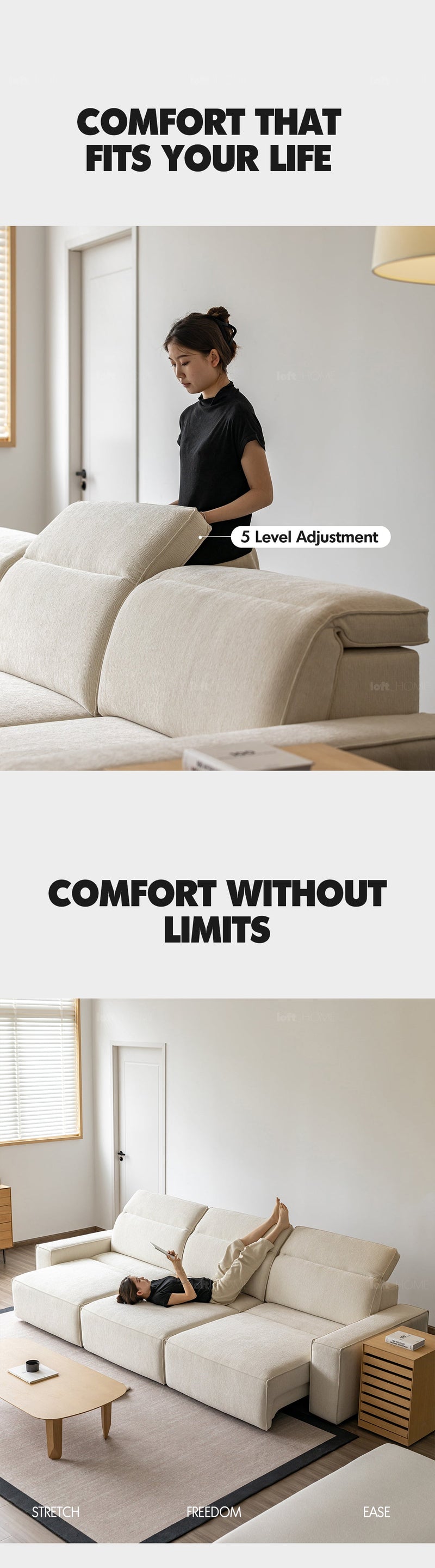 Minimalist Chenille Velvet Fabric Electric Recliner 3 Seater Sofa Bed STRING More Details and Instruction_3