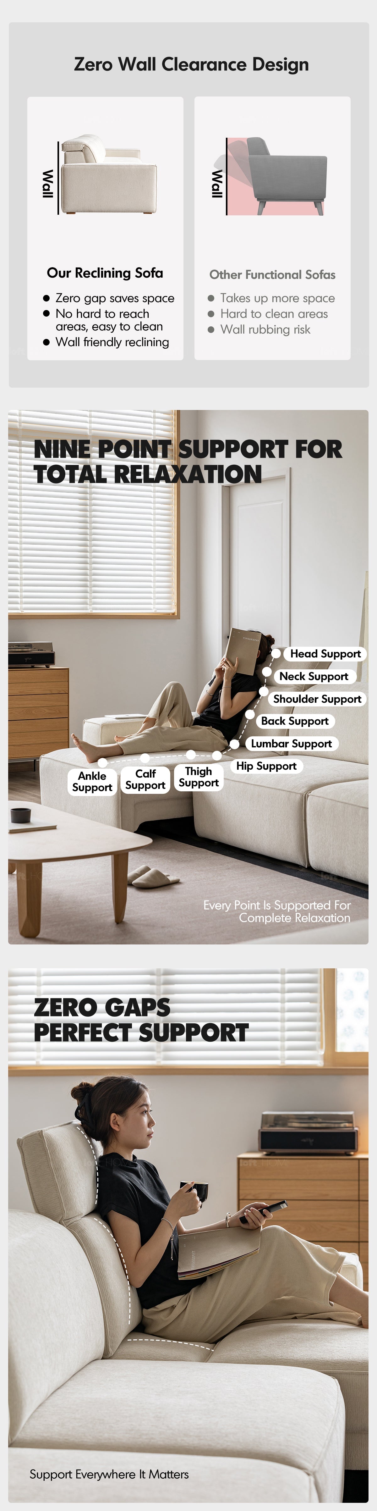 Minimalist Chenille Velvet Fabric Electric Recliner 4 Seater Sofa Bed STRING More Details and Instruction_7