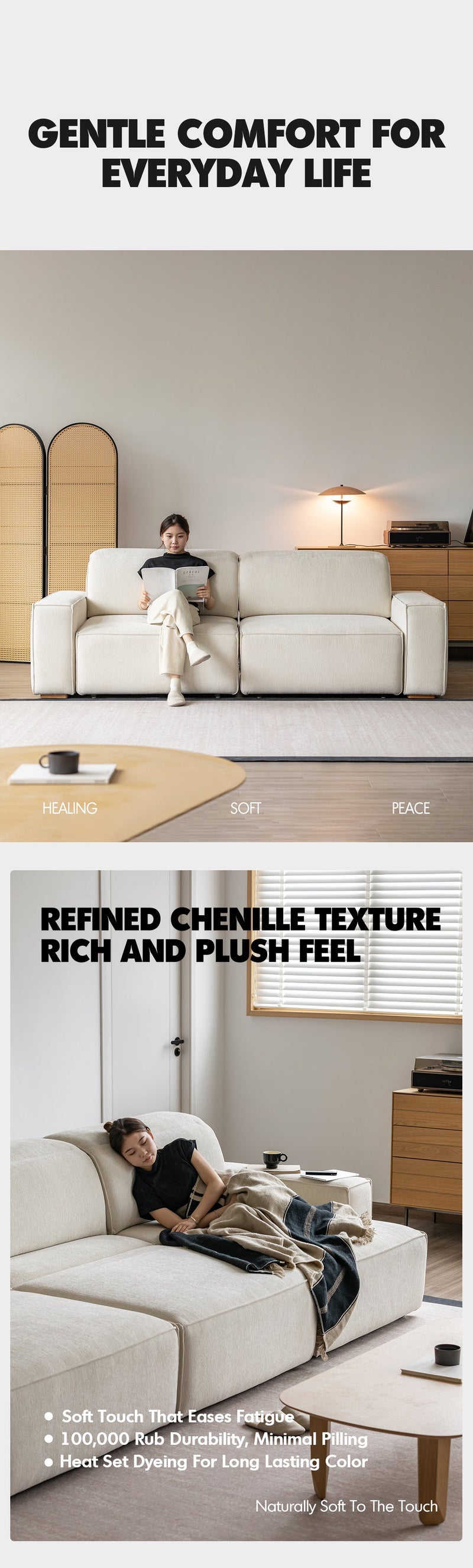 Minimalist Chenille Velvet Fabric Electric Recliner 3 Seater Sofa Bed STRING More Details and Instruction_8