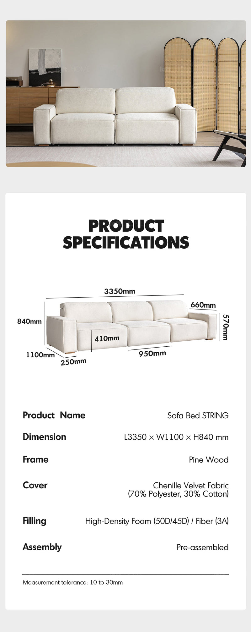 Minimalist Chenille Velvet Fabric Electric Recliner 4 Seater Sofa Bed STRING More Details and Instruction_13