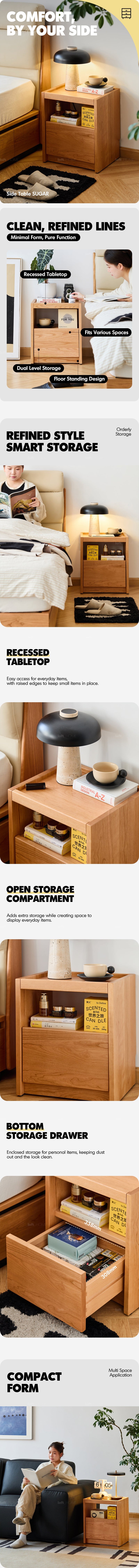 Scandinavian Oak Wood Side Table SUGAR More Details and Instruction