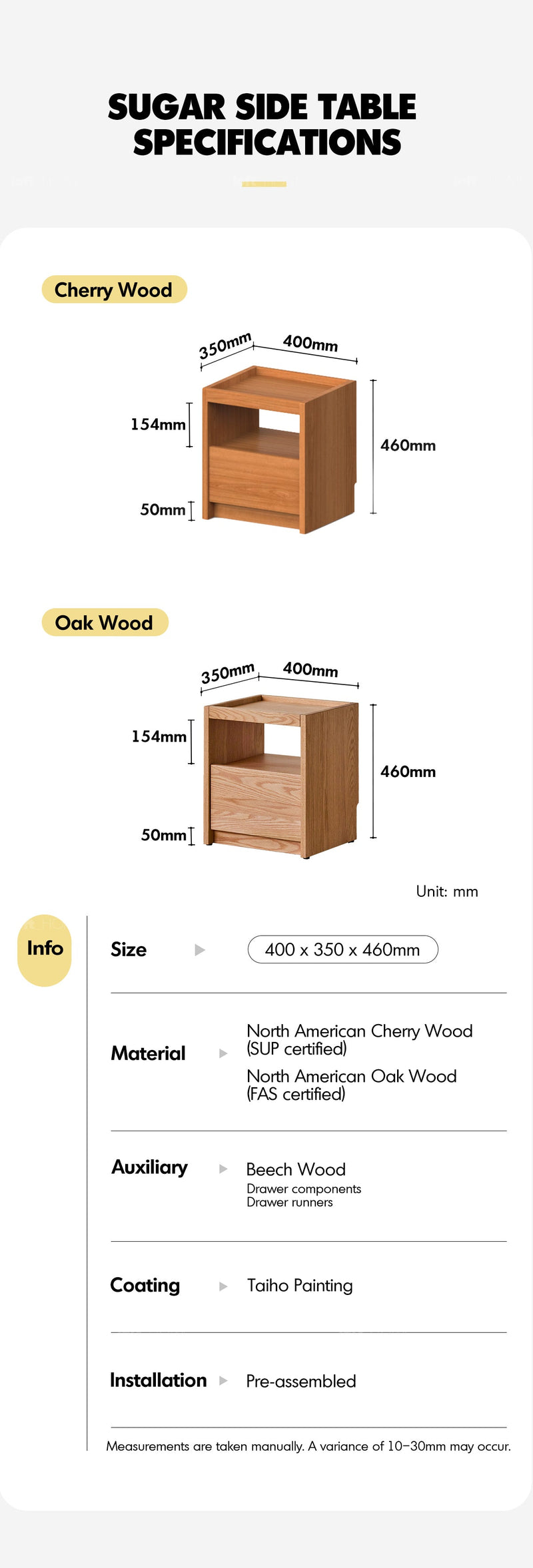 Scandinavian Oak Wood Side Table SUGAR More Details and Instruction_7