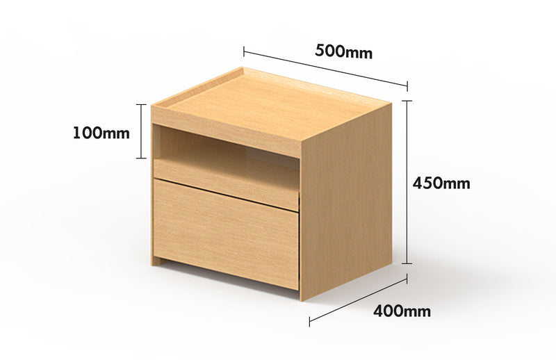 Minimalist Ash Wood Veneer Side Table CHARL Size Chart