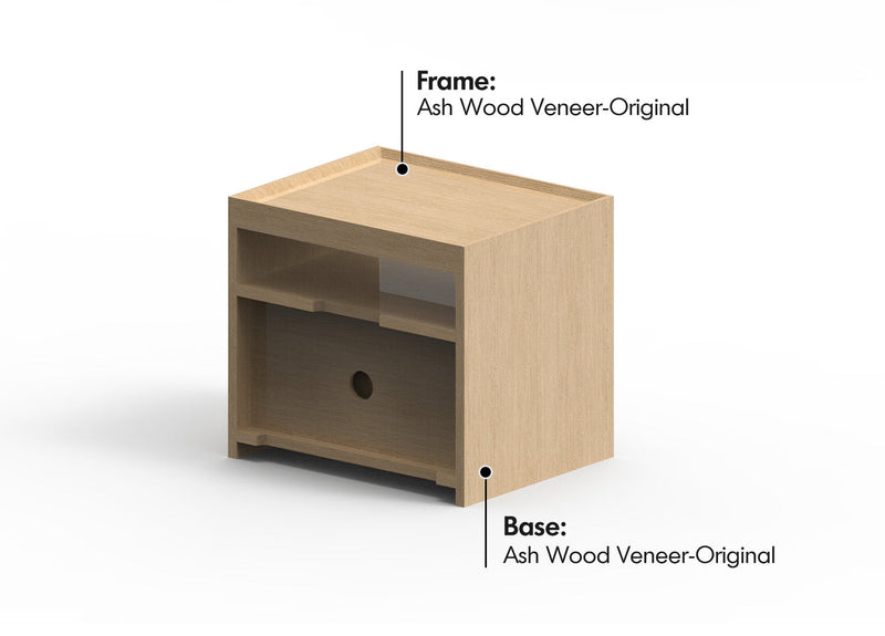 Minimalist Ash Wood Veneer Side Table CHARL Material Details Chart