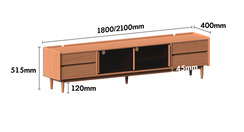 Scandinavian Cherry Wood TV Console VISTA Size Chart