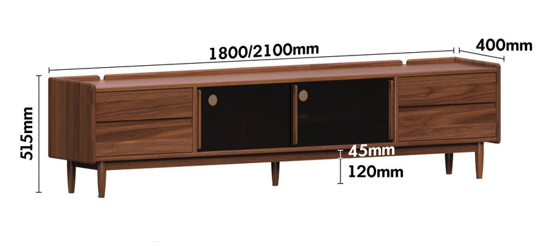 Japandi Walnut Wood TV Console VISTA Size Chart