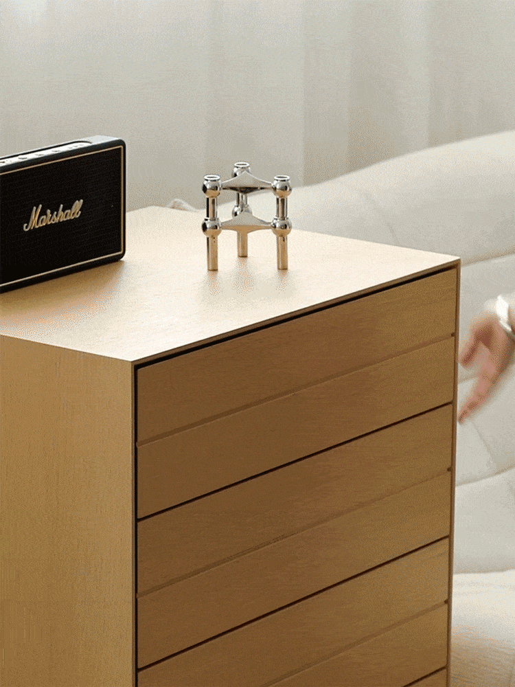 Minimalist Ash Wood Veneer Chest Of 5 Drawers MOI More Details and Instruction_3