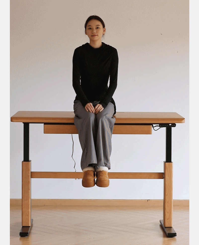 Scandinavian Cherry Wood Electric Height Adjustable Study Table CLOUD LIFTING More Details and Instruction_12