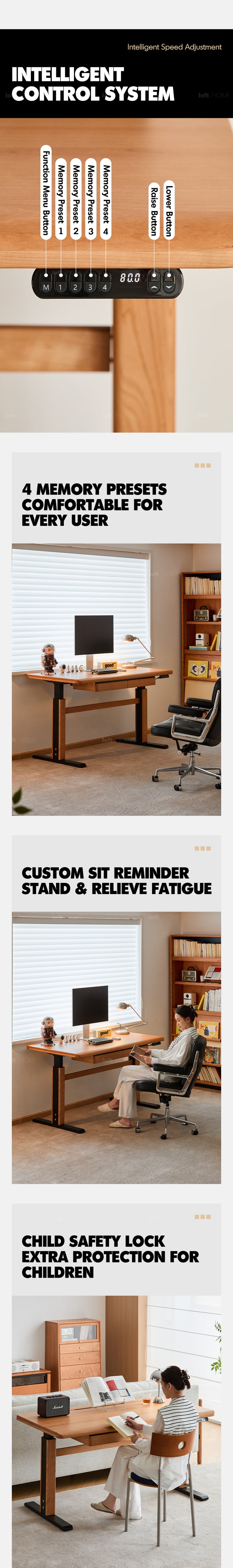 Scandinavian Cherry Wood Electric Height Adjustable Study Table CLOUD LIFTING More Details and Instruction_14
